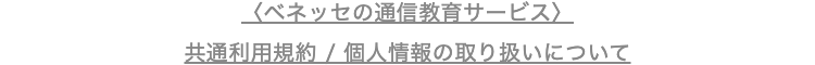 〈ベネッセの通信教育サービス〉
共通利用規約 / 個人情報の取り扱いについて