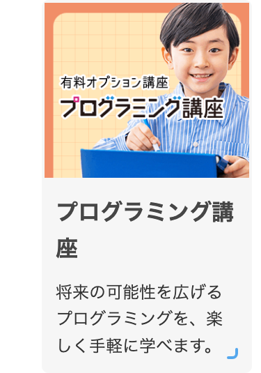 プログラミング講座
将来の可能性を広げるプログラミングを、楽しく手軽に学べます。