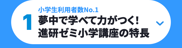 小学生利用者数No.1
1 夢中で学べて力がつく!
進研ゼミ小学講座の特長