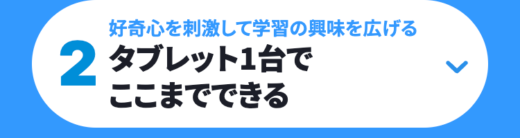 好奇心を刺激して学習の興味を広げる
2 タブレット1台で
ここまでできる
L