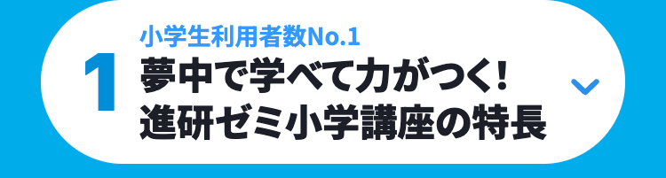小学生利用者数No.1
1 夢中で学べて力がつく!
進研ゼミ小学講座の特長