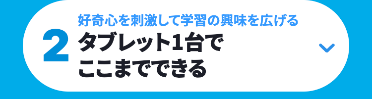 好奇心を刺激して学習の興味を広げる
2 タブレット1台で
ここまでできる
L